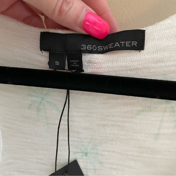 360 SWEATER Amanada Palmtree Racer Back Tank Top, White and Green. Size S - Picture 4 of 8